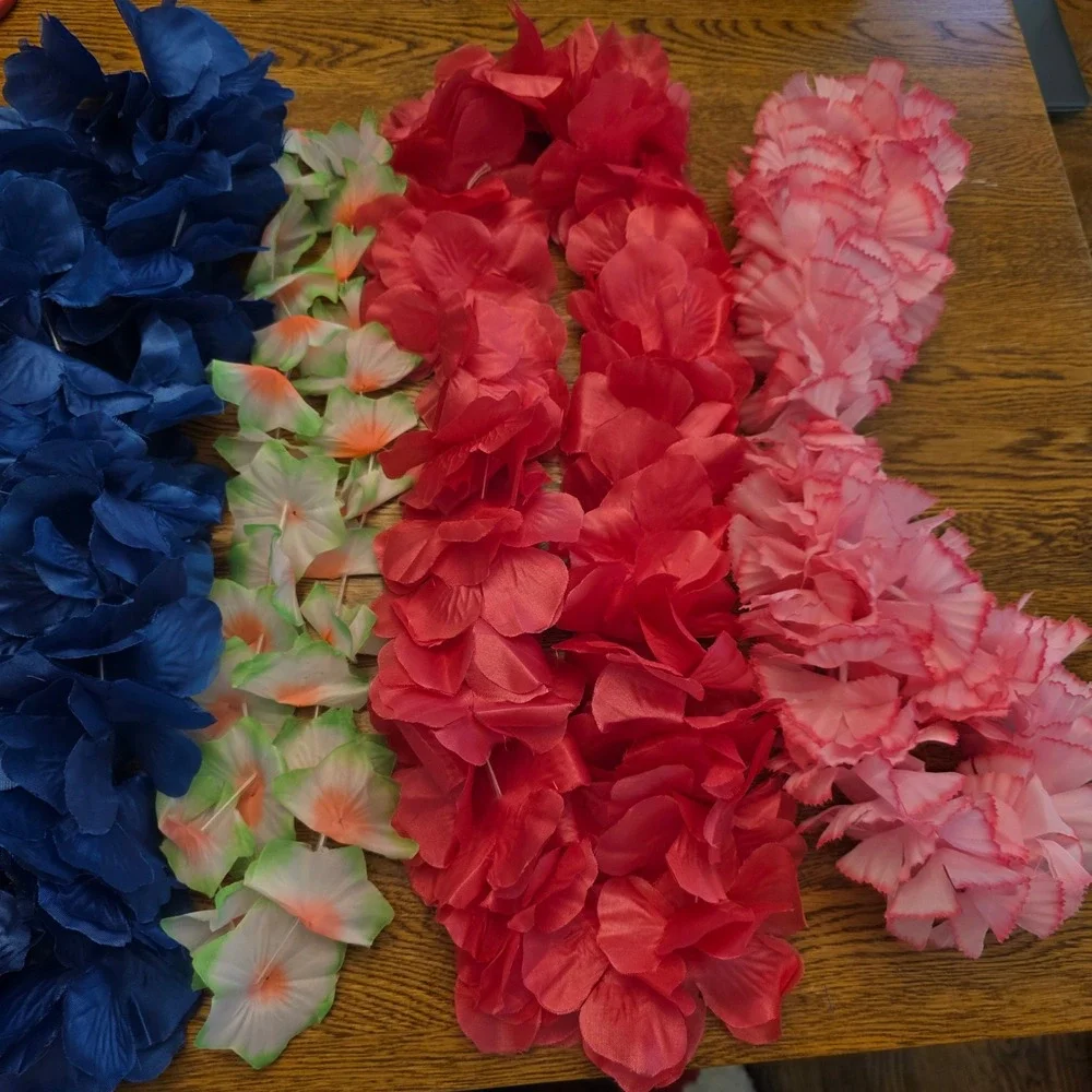 Lot of 24 Hawaiian Flower Leis Multicolor Tropical Luau Party Favors Bulk Set